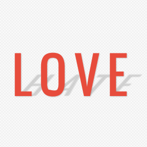 Love-hate text effect created with CSS3 rules